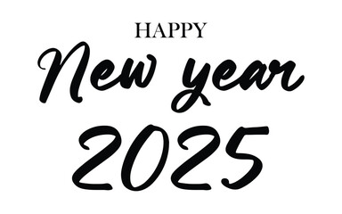Happy New Year 2025 text design. Cover of business diary for 2025 with wishes. Brochure design template, card, banner. Vector illustration. Isolated on white background.