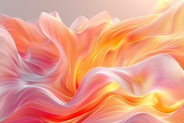 Obraz premium Abstract pink and orange fluid waves, digital art, soft and vibrant, dynamic flow, modern illustration.