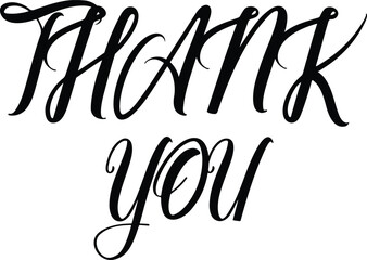 Thank You. Hand lettering Thank You for holiday Thanksgiving Day, vintage graphic, banner, poster. Greeting card calligraphy thank you, postcard for holiday Thanksgiving Day. Vector Illustration