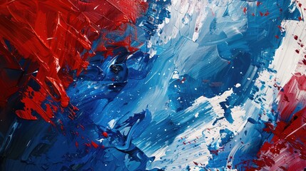 Creative interpretation of the American flag in abstract form, emphasizing red, white, and blue with a unique artistic flair