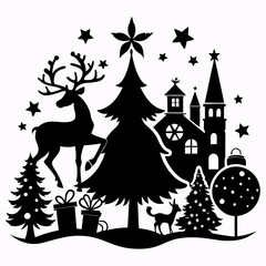 christmas black vector silhouette
