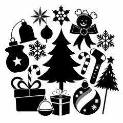 christmas black vector silhouette