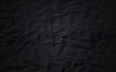 Crumpled paper texture background vector. Black crumpled paper texture pattern. Rough grunge old blank. Vector abstract background.