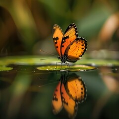 Obraz premium Butterfly Reflections: Serene Water Surface