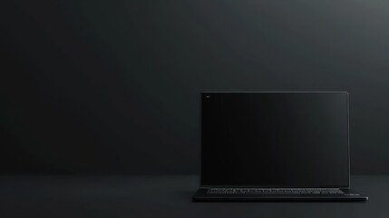 Minimalist e-commerce product showcase using laptop mockup on black background