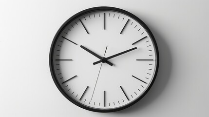 Minimal Black Wall Clock on White Background