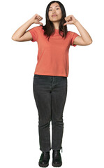 Full-body young Chinese woman feels proud and self confident, example to follow.