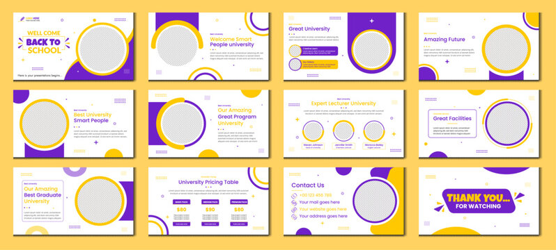 Education PowerPoint presentation slides template design. Use for modern keynote presentation background, brochure design, website slider, landing page, annual report, 