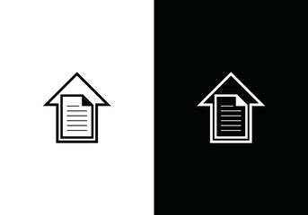 Document logo design. Document sheet logo design combined with an upward arrow. uploaded document logo. combination of document elements with arrows