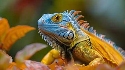 Fototapeta premium macro shot iguana with unique color