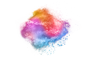 abstract colored powder explosion on white background. Colored cloud. Colorful dust explode. Paint Holi.