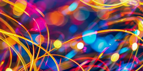 Vibrant Abstract Light Trails and Bokeh Background for Creative Design