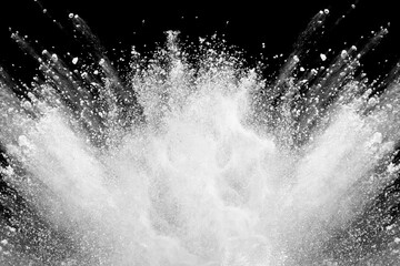 White powder explosion on black background. Colored cloud. Colorful dust explode. Paint Holi.
