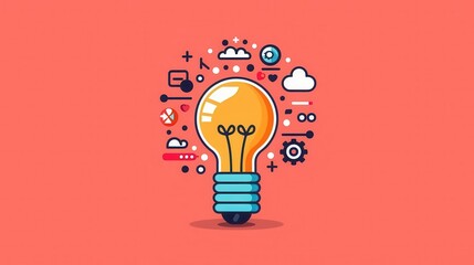 Idea generation, creative thinking patterns, innovative concepts, flat design illustration