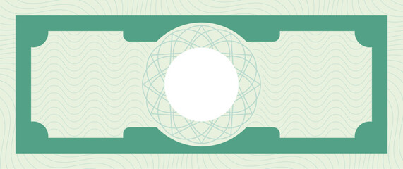 Banknote template with guilloche pattern and place for denomination