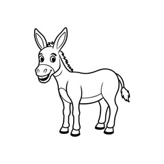 Cartoon happy donkey line art vector illustration