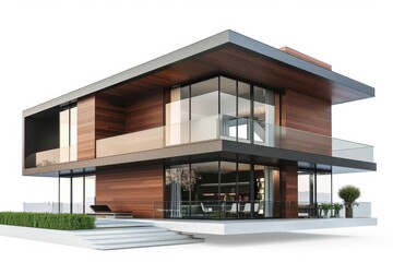 modern 3d house model with sleek architecture real estate property concept rendering isolated on white