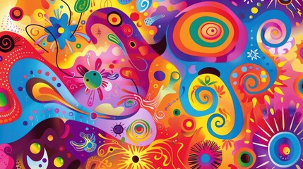 Vibrant and colorful abstract granny banner background with playful motifs and energetic designs, ideal for a lively and fun setting