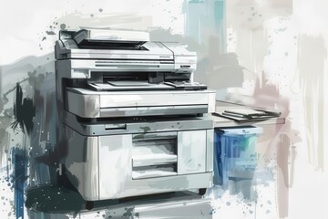 modern office photocopier multipurpose printer machine business equipment illustration digital art