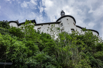 View of Clervaux Castle (Chateau de Clervaux) in Clervaux in Northern Luxembourg, dates back to XII...