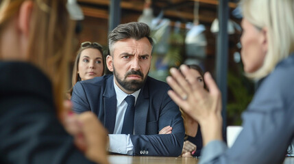 Obraz premium Manager addresses team conflicts promptly and effectively.