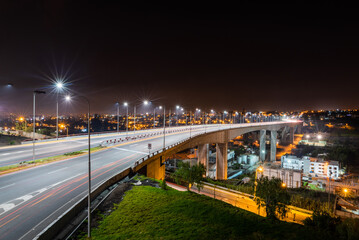 Fototapeta premium Beautiful view of chilina bridge at night with long exposure photography, Arequipa Peru