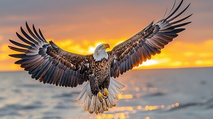Majestic eagle soaring against a dramatic sky, symbolizing freedom and strength. , Minimalism,