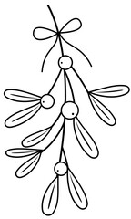 Mistletoe outline vector. 
Mistletoe plant hanging outline .