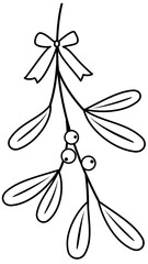 Mistletoe outline vector. 
Mistletoe plant hanging outline .