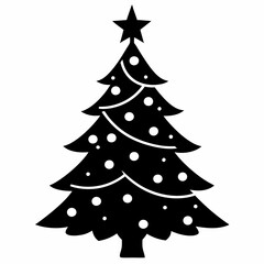 christmas tree black vector silhouette
