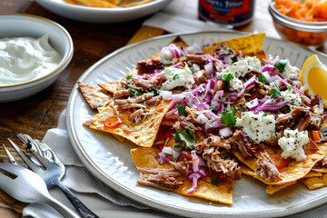 Pulled Pork Nachos with Sriracha Slaw