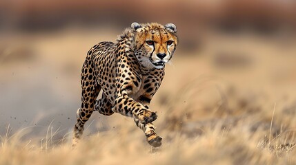 Dynamic depiction of a speedy cheetah sprinting across the African plains, appealing to wildlife enthusiasts. , Minimalism,