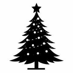 christmas tree black vector silhouette