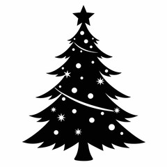 christmas tree black vector silhouette