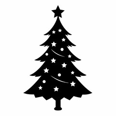 christmas tree black vector silhouette