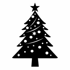 christmas tree black vector silhouette