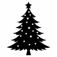 christmas tree black vector silhouette