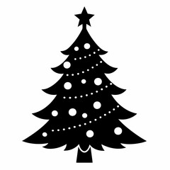 christmas tree black vector silhouette