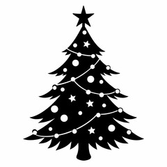 christmas tree black vector silhouette