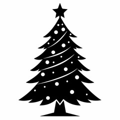 christmas tree black vector silhouette