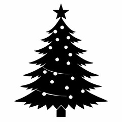 christmas tree black vector silhouette