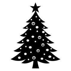 christmas tree black vector silhouette
