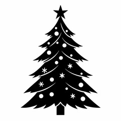 christmas tree black vector silhouette