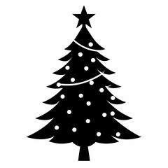 christmas tree black vector silhouette