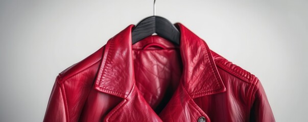 Leather jacket drying on a hanger, surface drying, fashion care