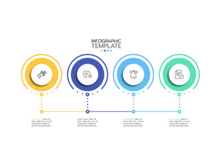 Infographic 4 step timeline journey, Timeline flat simple infographics design template. presentation graph. Business concept with 4 options, vector illustration.