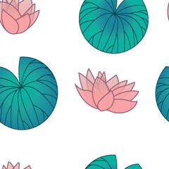seamless pattern with water lilies and lotus flowers.eps