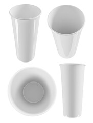 Many view of  Tall Ceramic soda cup mockup, 3D render