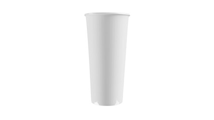 Side view of tall ceramic soda cup mockup, 3D render