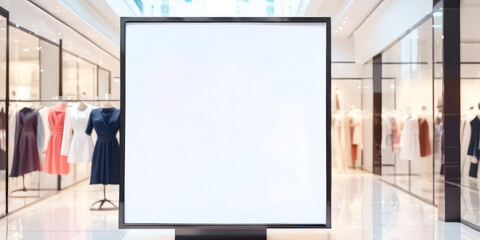 Fototapeta premium A white billboard in a clothing store